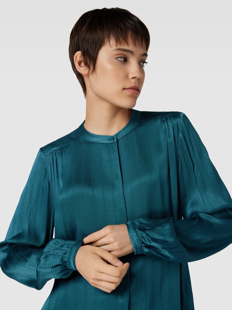 Bluse aus reiner Viskose mit verdeckter Knopfleiste in petrol