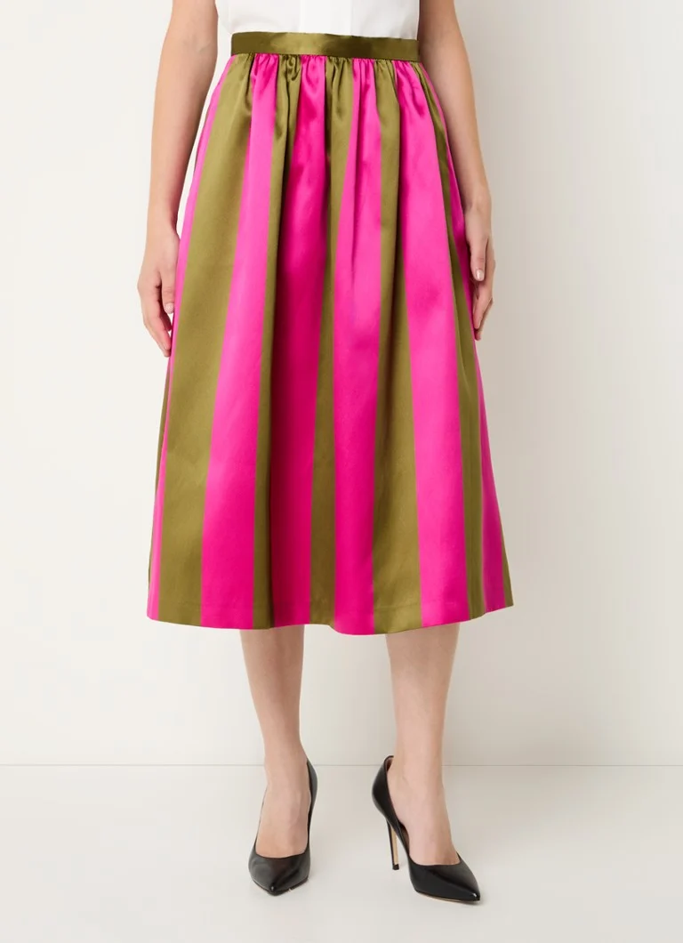 Saia midi de cetim LKBennett Olsen com bolsos laterais