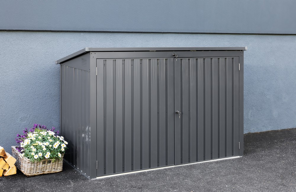 HC Garten & Freizeit 3er Mülltonnenbox mit Abdeckung 3 x 240L anthrazit