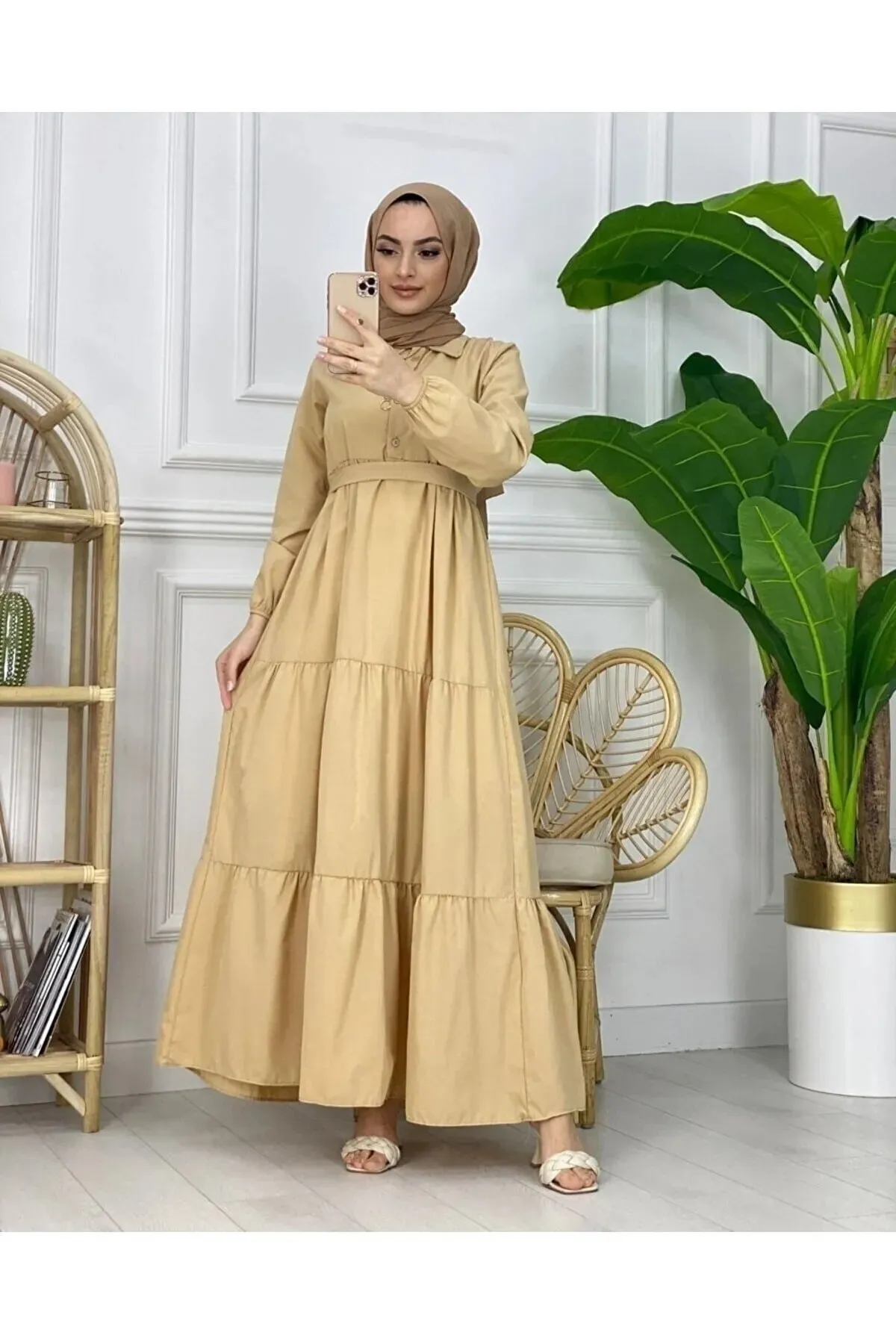 VOLT CLOTHİNG  Kleid mit Hemdkragen und Knöpfen