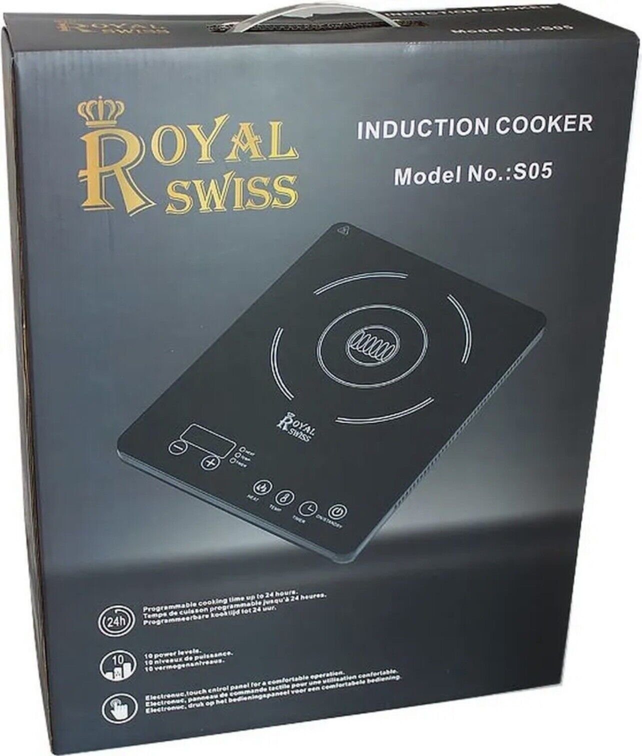 Royal Swiss Einzel-Induktionskochplatte, 2000W Kochplatte Kochfeld LCD Display INDUKTION