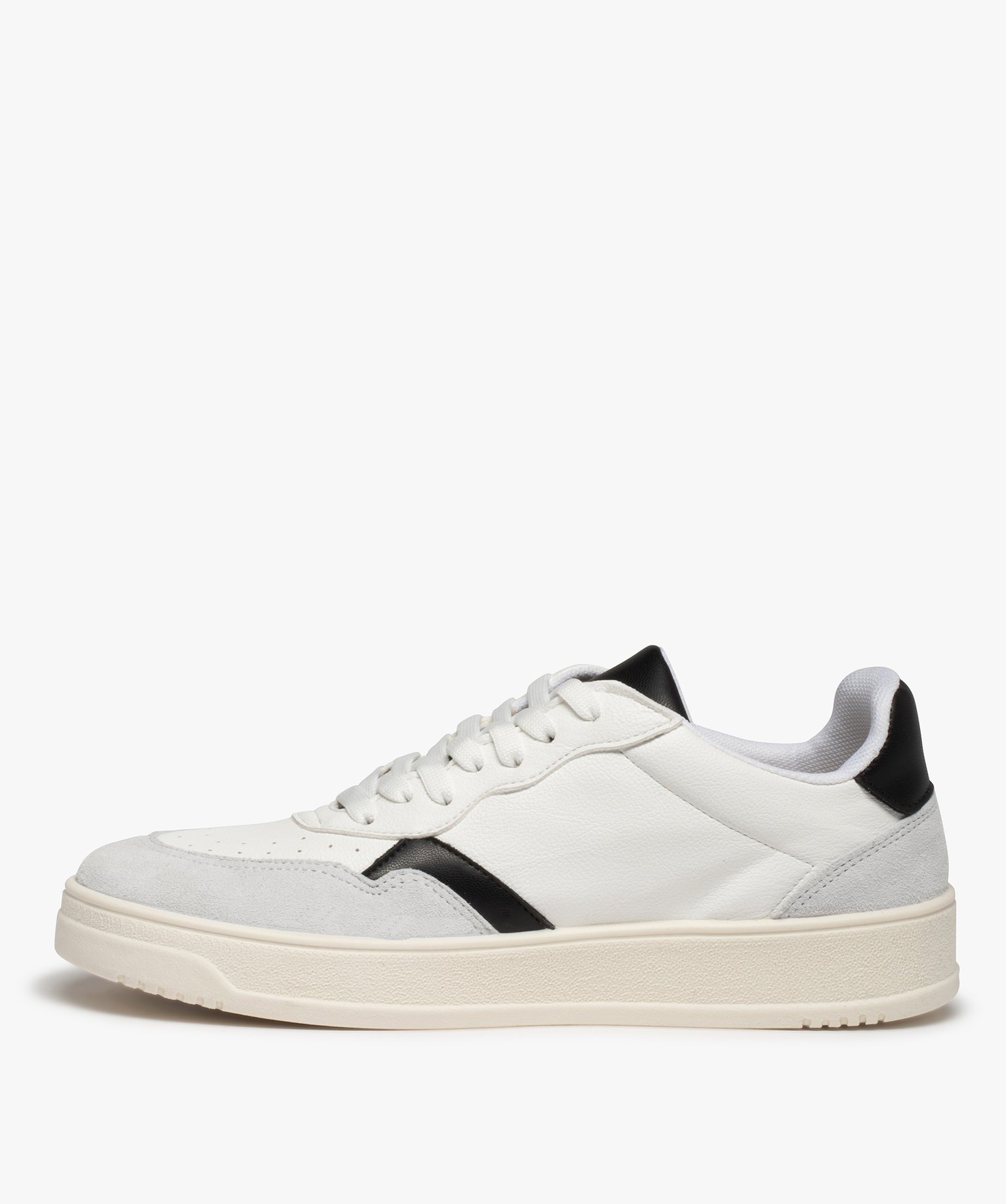 Baskets homme à lacets et détails contrastés style retro blanc | GEMO