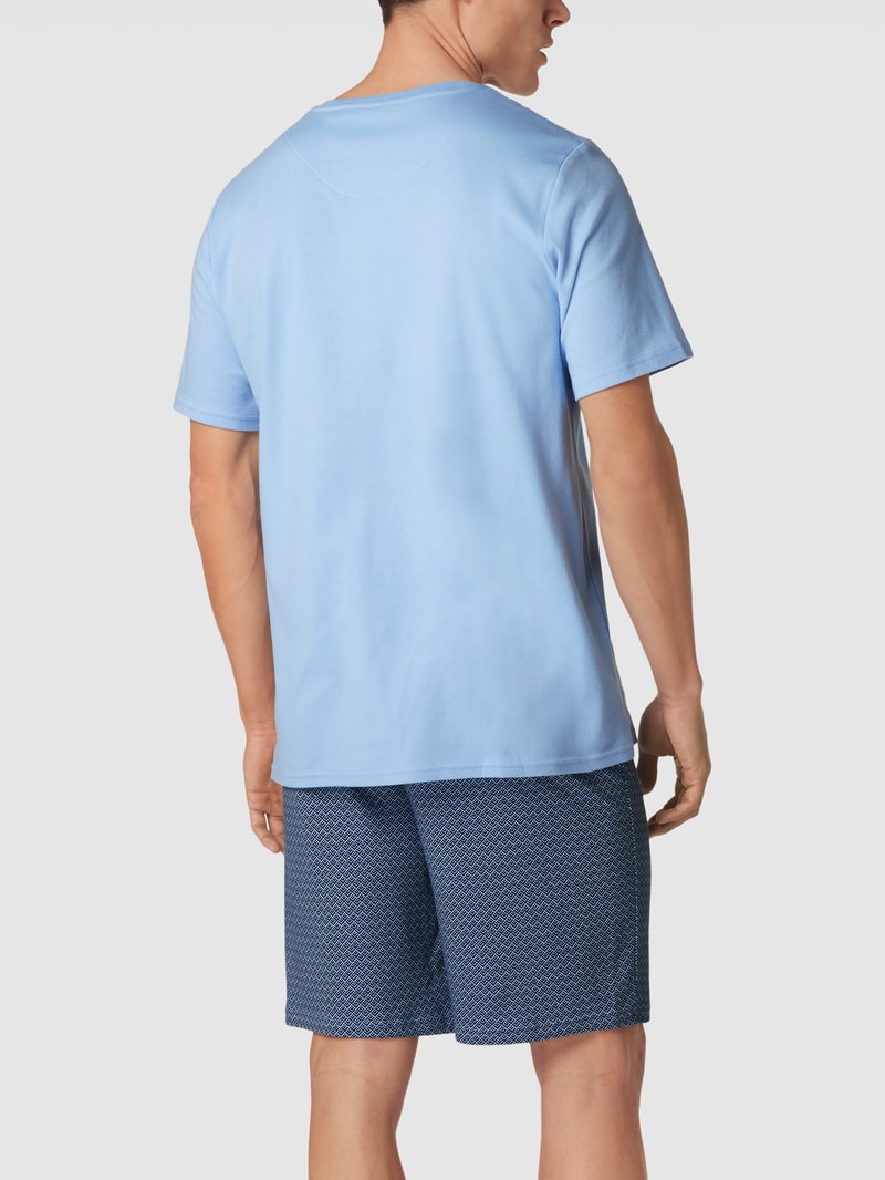 Pyjama mit Allover-Muster Modell 'Fine Interlock' in hellblau