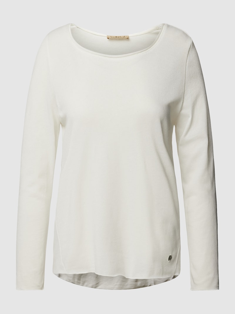Longsleeve mit Label-Applikation in offwhite