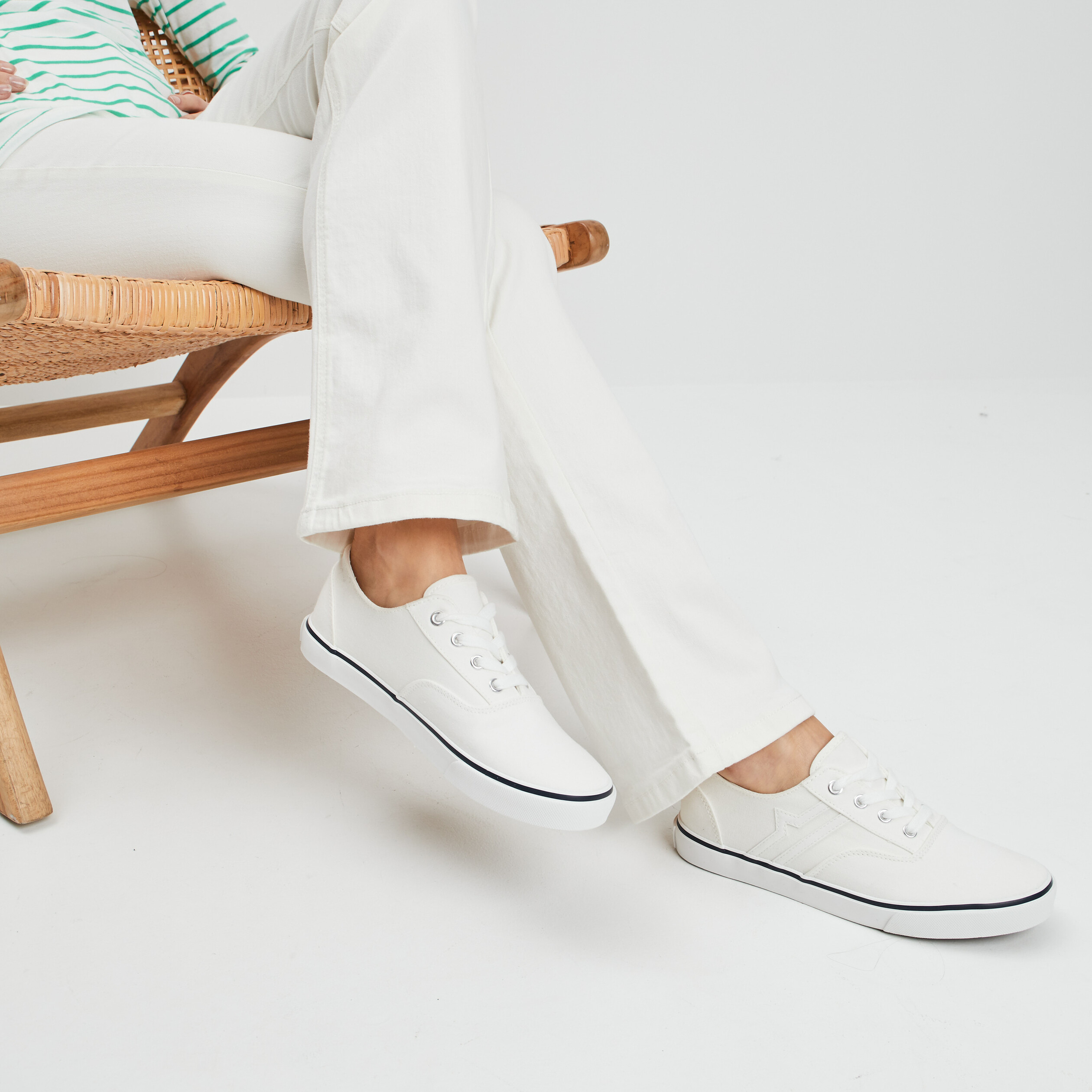 Tennis en toile à lacets Creeks blanc femme | La Halle