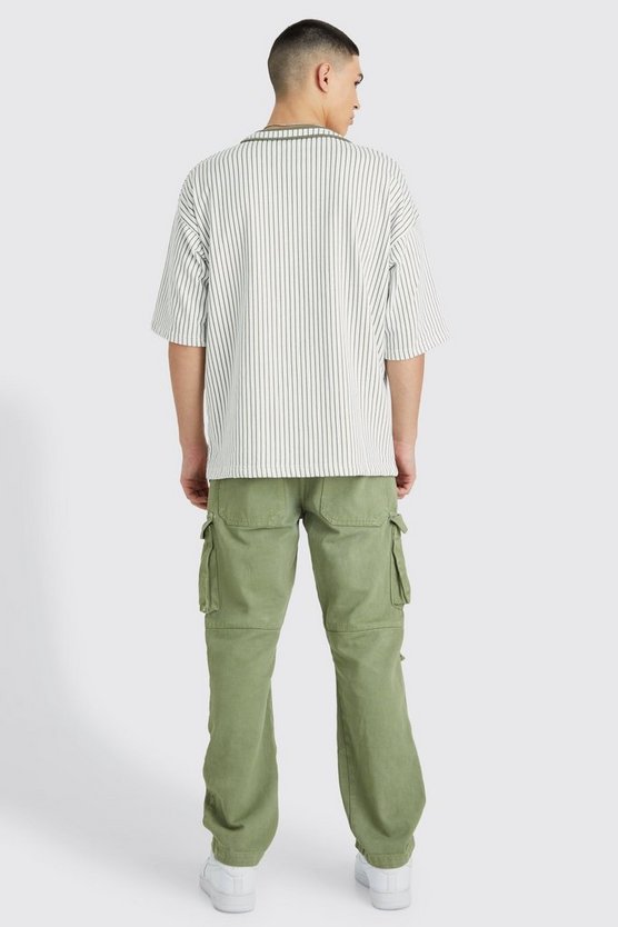 Oversize Official Baseball-Hemd mit Nadelstreifen