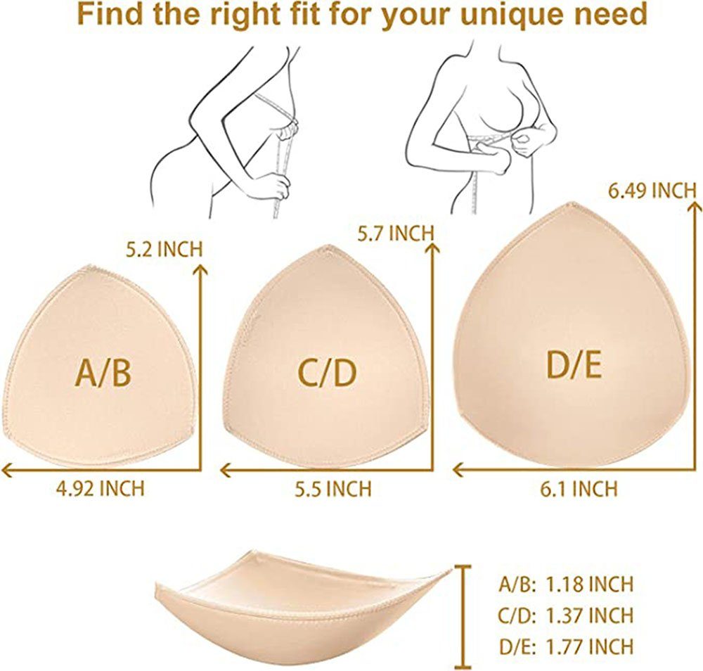 DRSEON BH-Einlagen BH-Pads, BH-Polsterung, herausnehmbare Sport-BH-Pads (3 Paar)