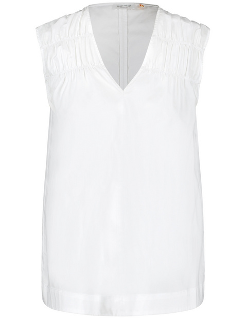 Ärmellose Baumwollbluse mit Raffung