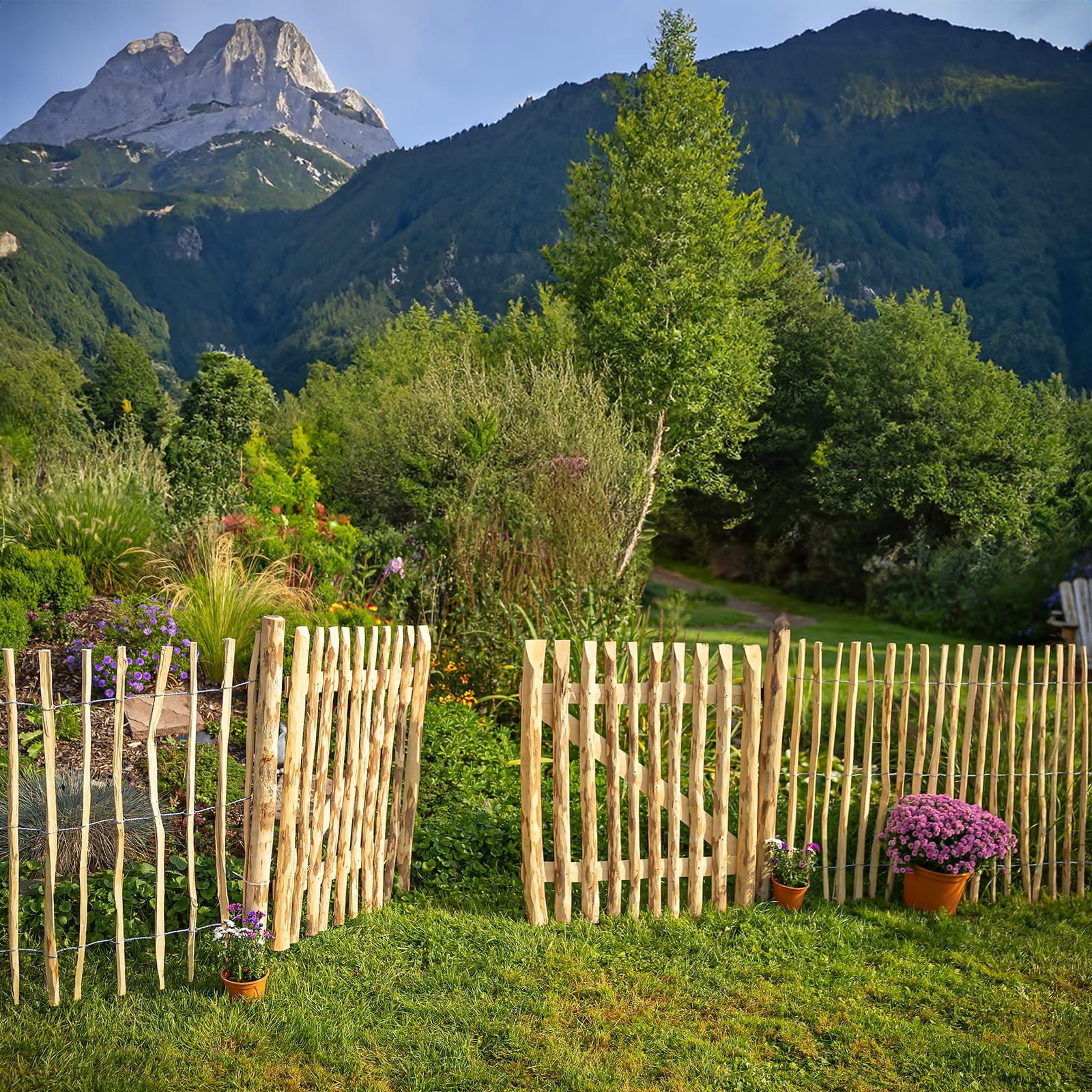 BooGardi Gartentor Staketentor Bausatz, (Höhe 30cm x Breite 100cm Lattenabstand 7-9cm · 168 Größen), Gartentür Holztor Staketenzaun Zauntor Gartenzaun