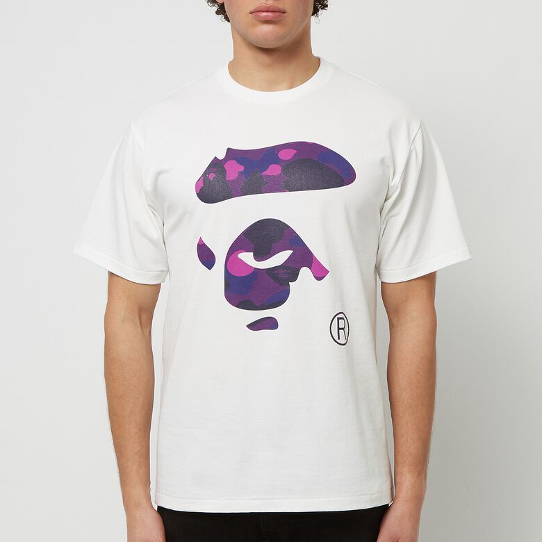 A Bathing Ape Color Camo Ape Face Tee white purple