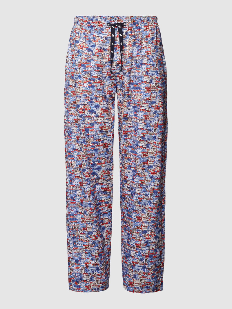 Pyjama-Hose aus Baumwolle mit Allover-Print in hellblau