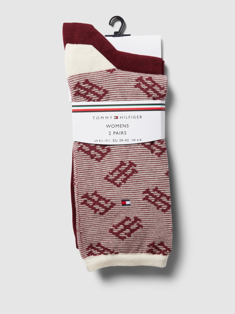 Socken mit Label-Details 2er-Pack in bordeaux rot