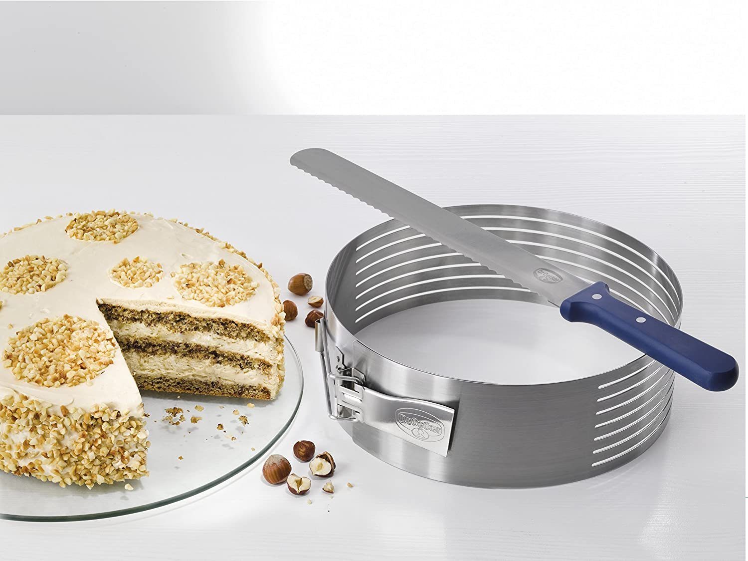 Dr. Oetker Torten-Schneidhilfe Dr. Oetker Tortenboden Schneidehilfe Edelstahl Ø26-28cm mit