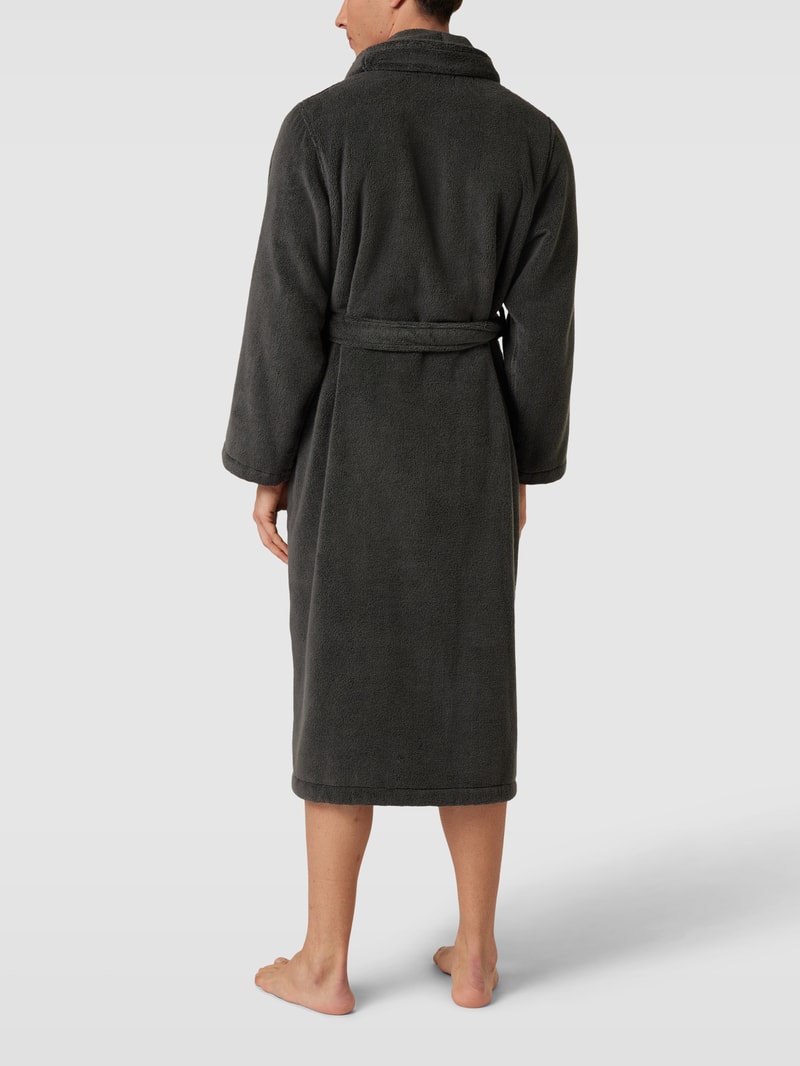 Bademantel mit Label-Stitching in dunkelgrau