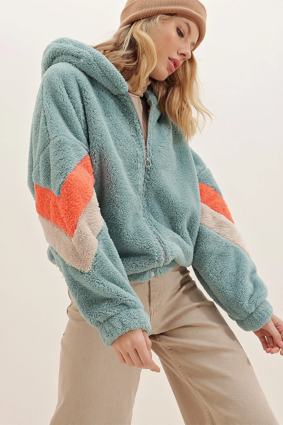 Trend Alaçatı Stili  Sweatshirt - Türkis - Oversized