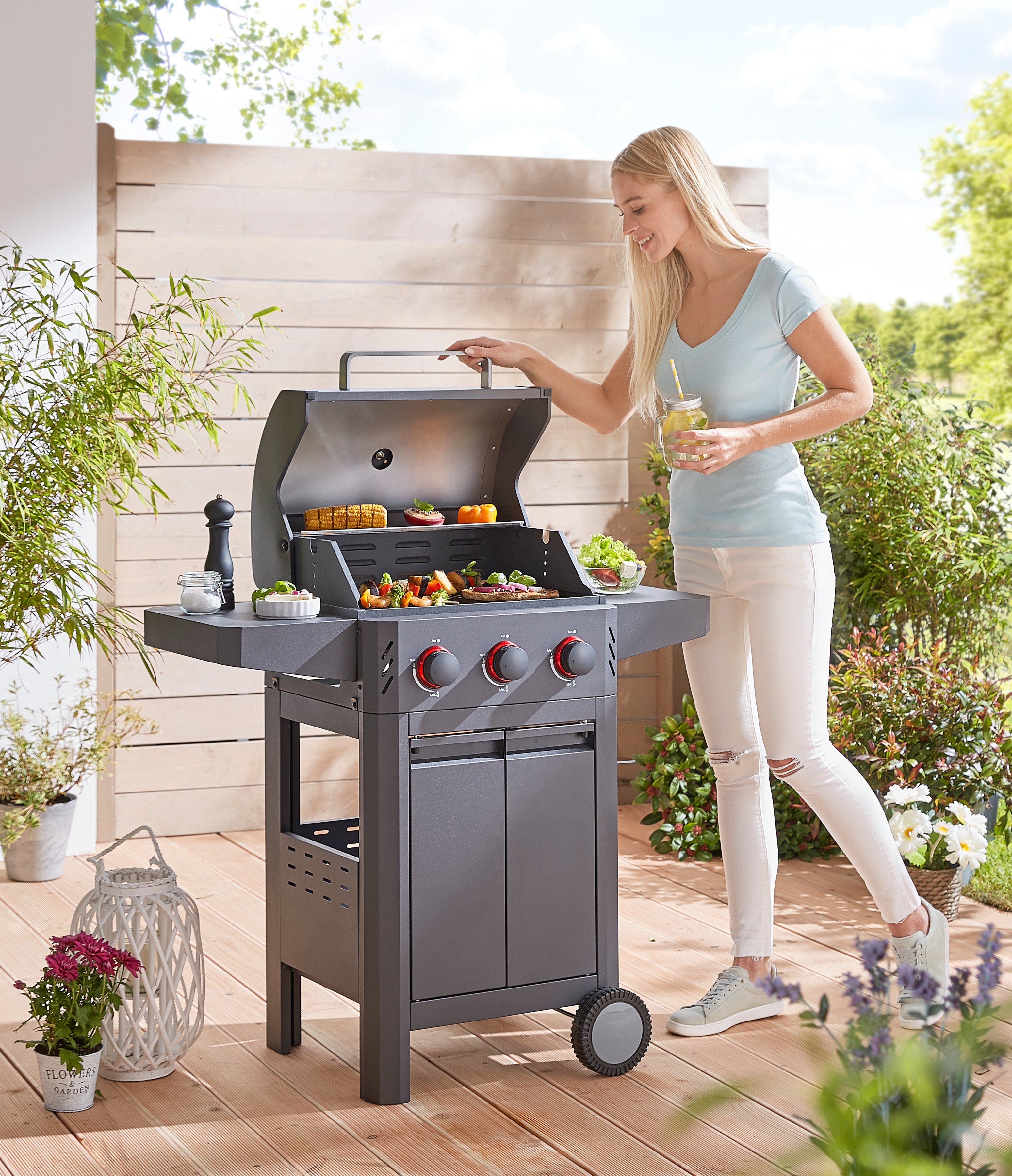 KONIFERA Gasgrill Salerno, BxTxH: 117x54x110 cm, mit Schutzhülle