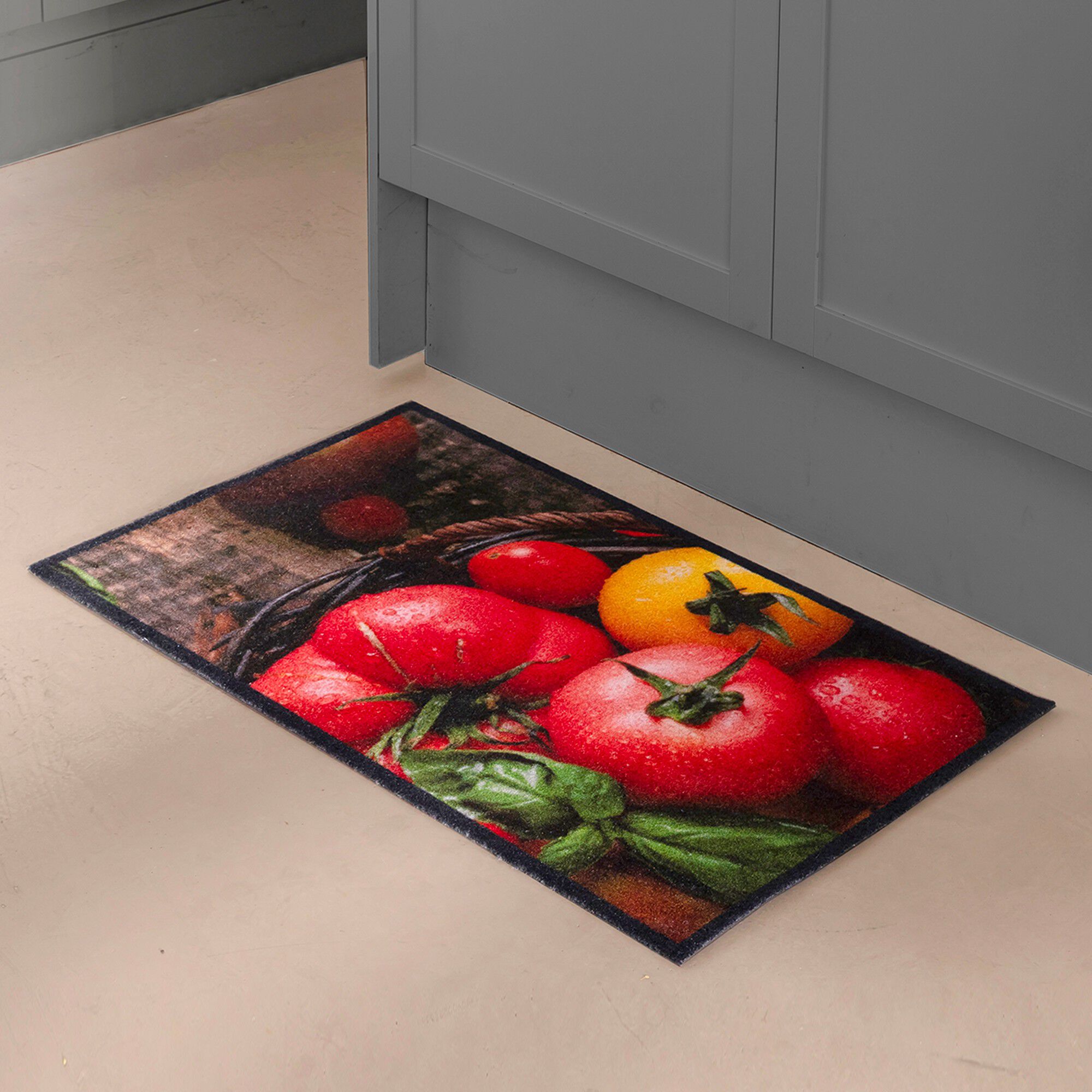Tapis de cuisine velours motif tomates