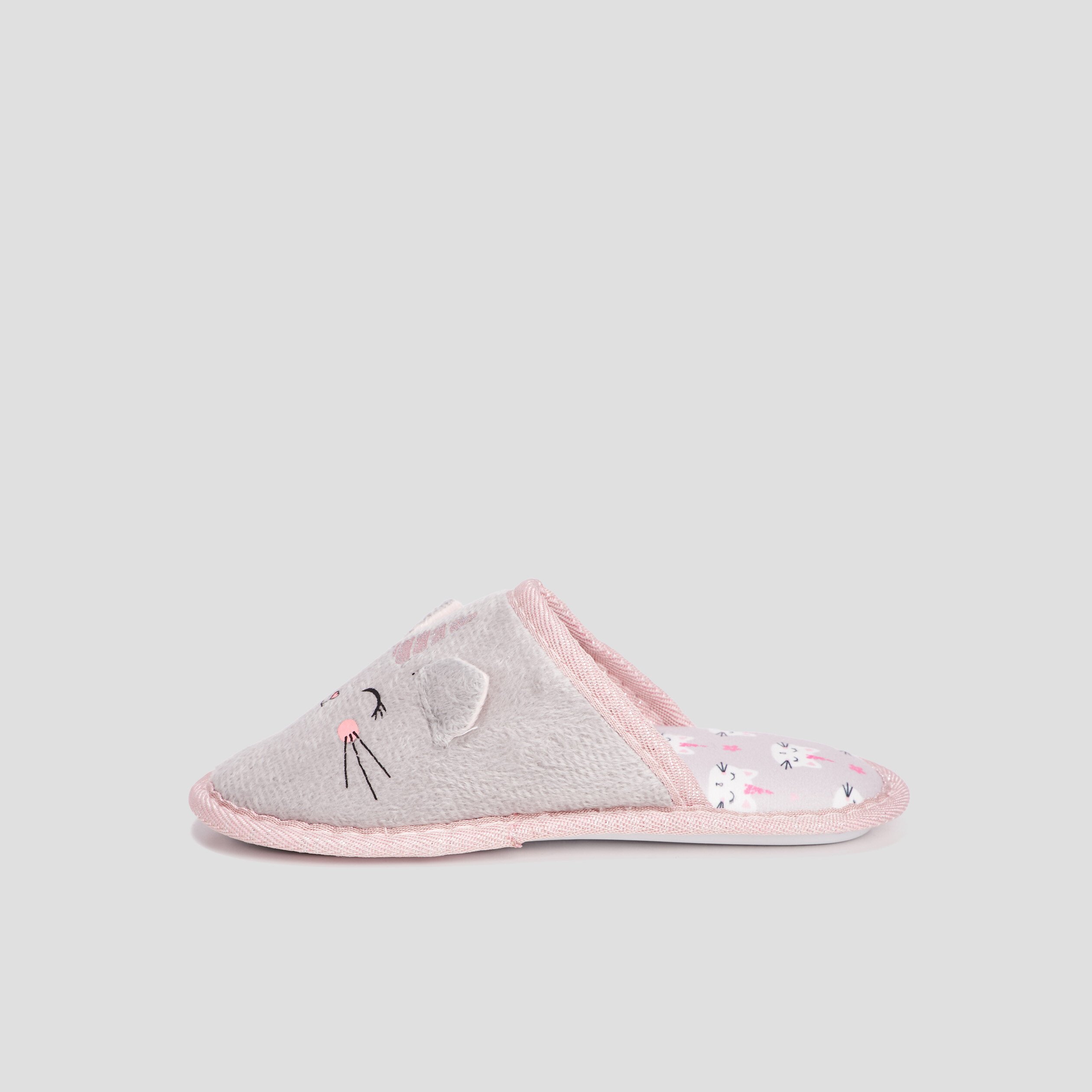 Chaussons mules chat gris fille | La Halle