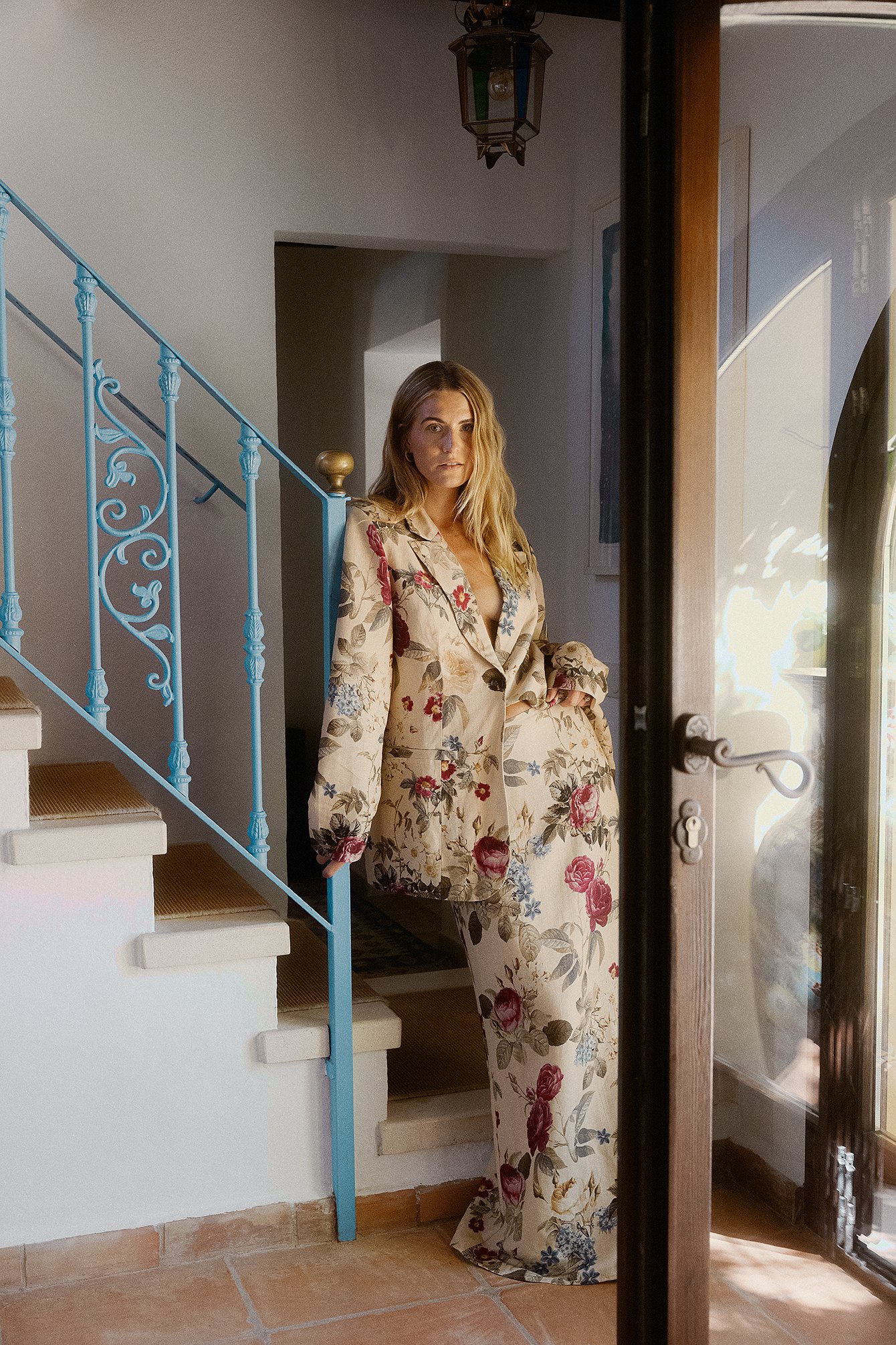 Bedruckter Maxirock aus Leinen-Mix