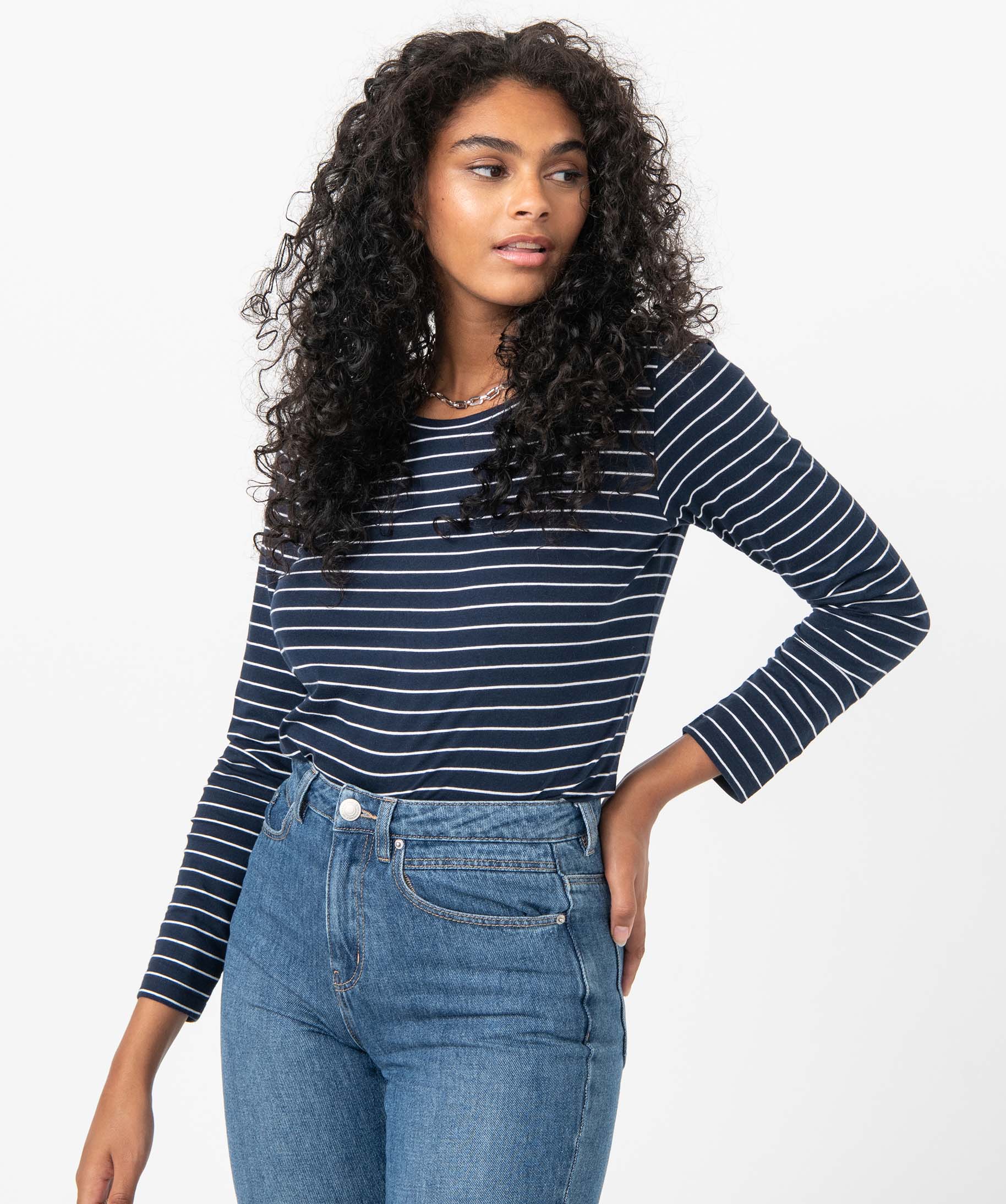 Tee-shirt femme rayé à manches longues raye | GEMO