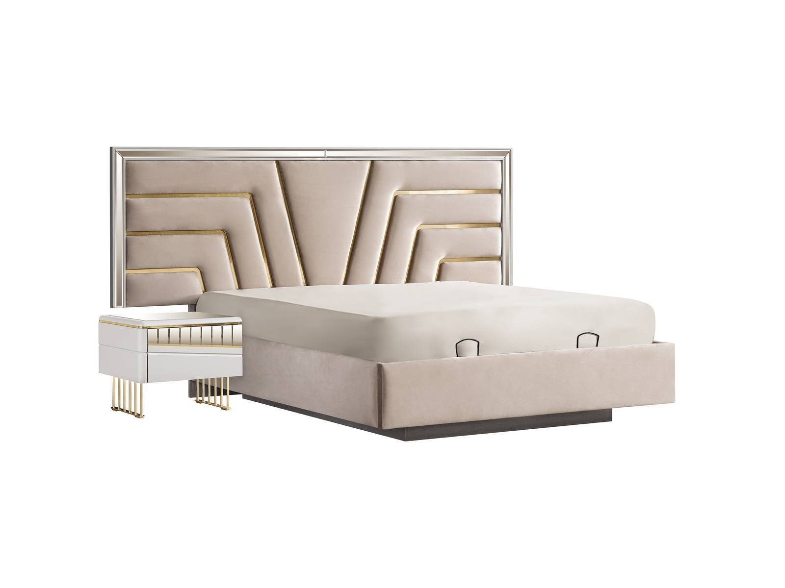 JVmoebel Schlafzimmer-Set Moderner Schlafzimmer Set Designer Bett 2x Nachttische Kleiderschrank, (4-St., 1x Bett + 2x Nachttische + 1x Kleiderschrank), Made in Europa