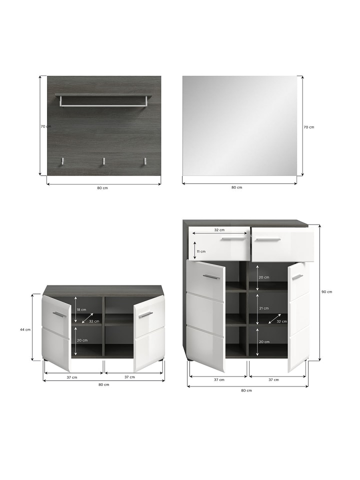 ebuy24 Garderobenmöbel Salsa Weiß 175 x 37 cm günstig kaufen onesize