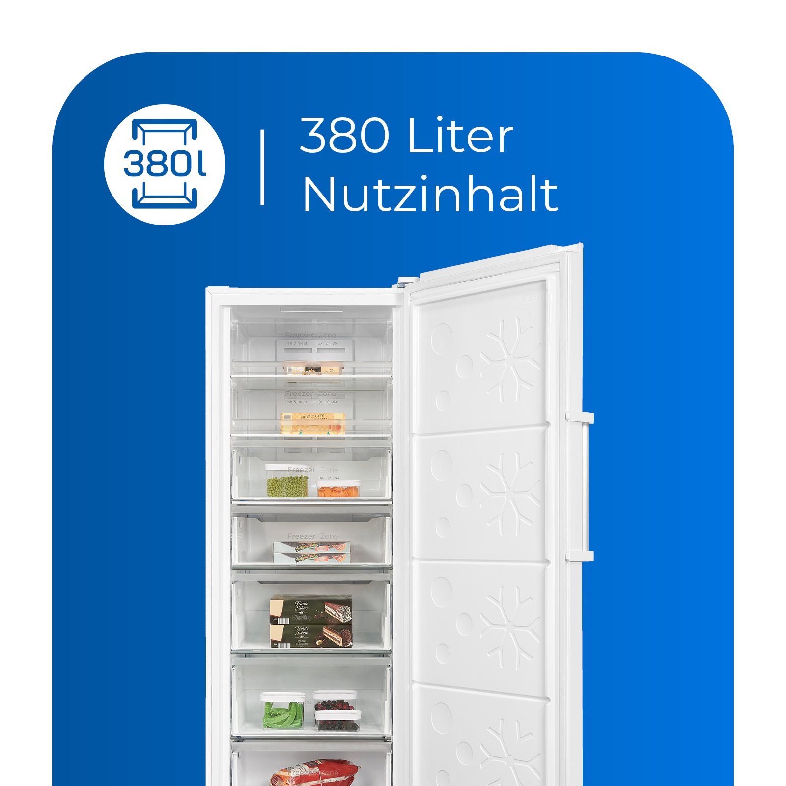 exquisit Gefrierschrank GS380-NF-H-050E, 185.5 cm hoch, 71 cm breit, NoFrost, 2-in-1 Gerät - Gefrierschrank und Kühlschrank