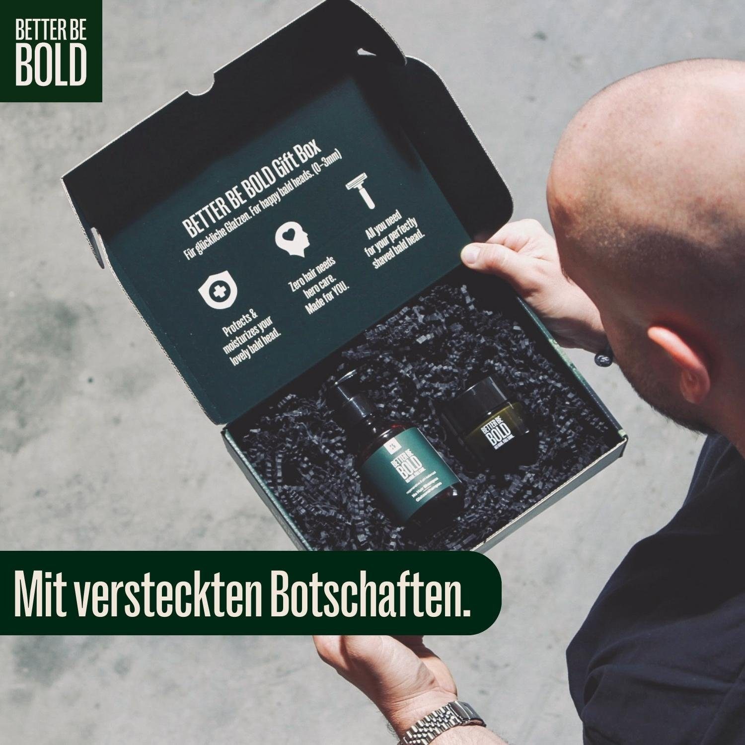 BETTER BE BOLD Pflege-Geschenkbox Geschenkbox für glückliche Glatzen 