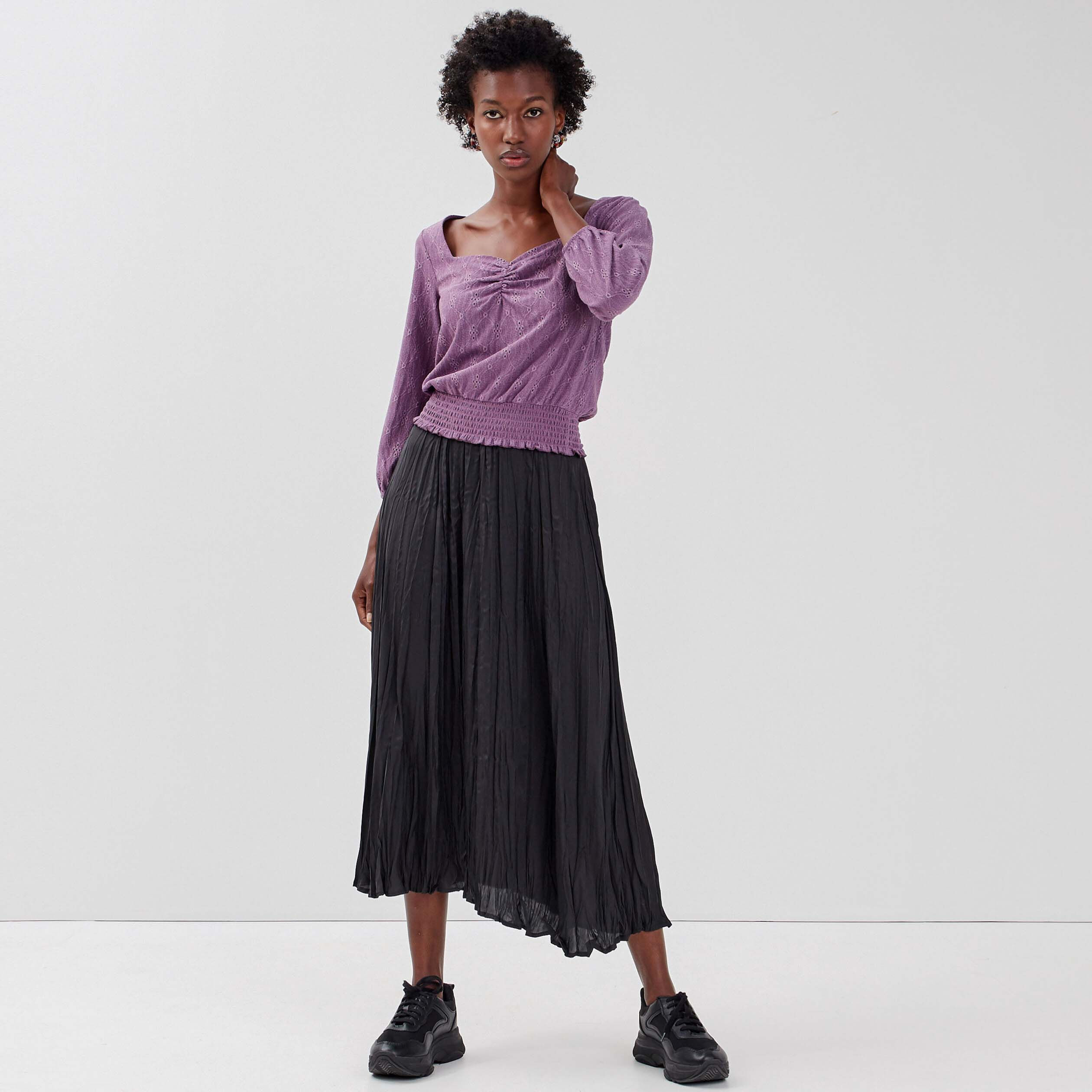 T-shirt manches longues violet femme | Cache Cache