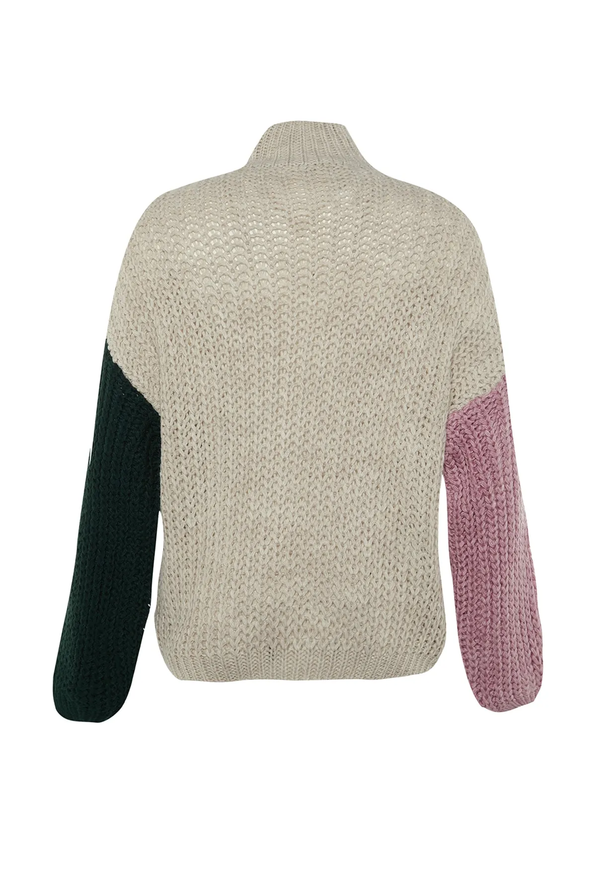 Trendyol Collection  Stone Wide Fit Weich strukturierter Strickpullover mit Farbblockdesign TWOAW21KZ0271
