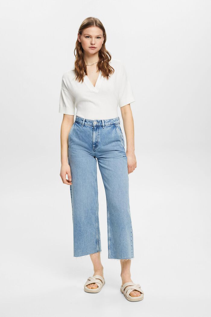 Culotte-Jeans mit hohem Bund