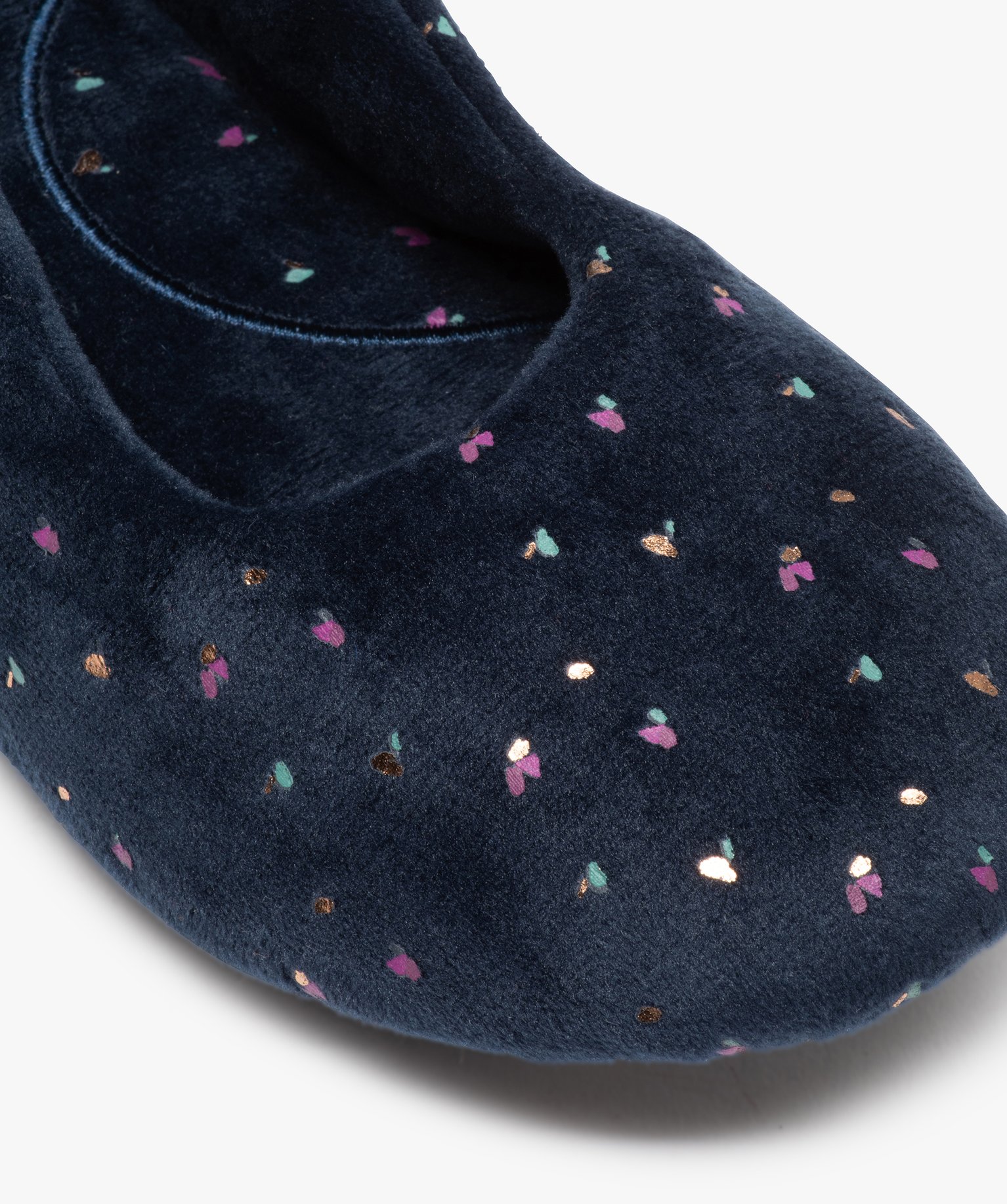Chaussons femme ballerines en velours imprimé – Dim marine | GEMO
