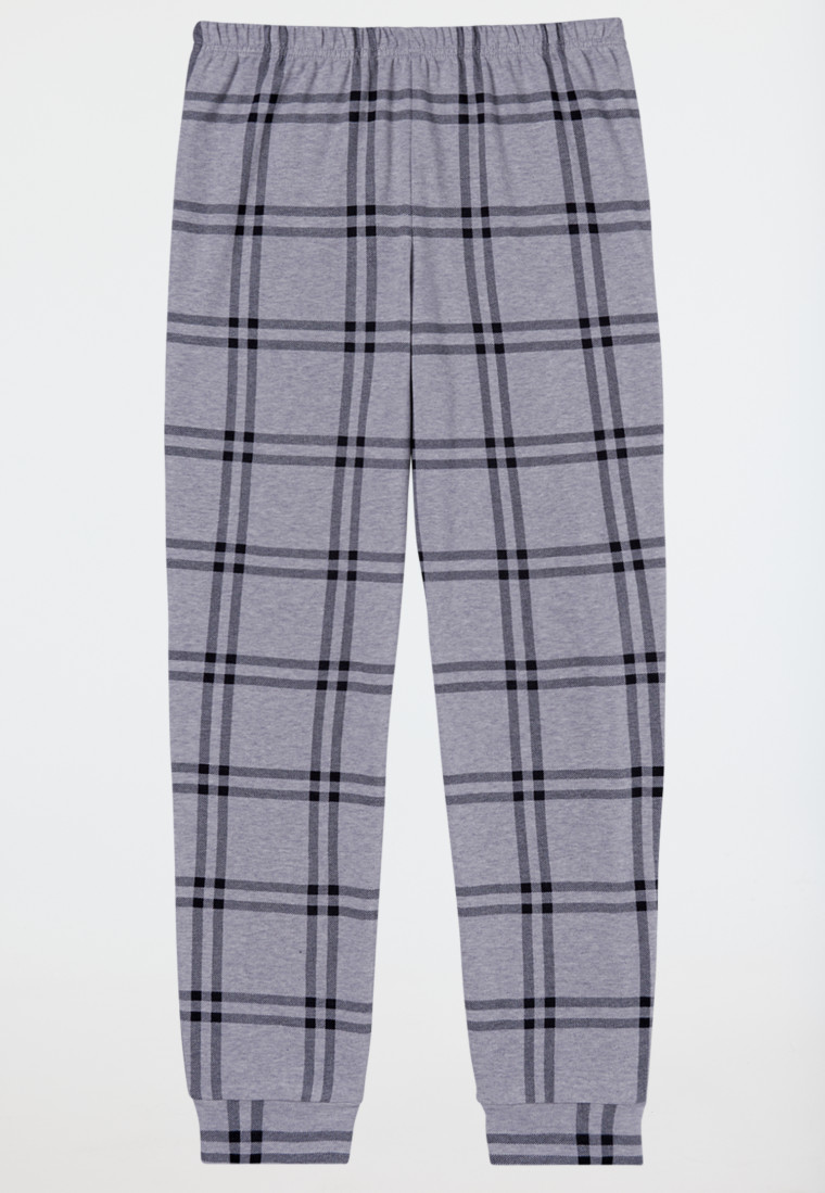Schlafanzug lang Interlock Karos schwarz - Nightwear