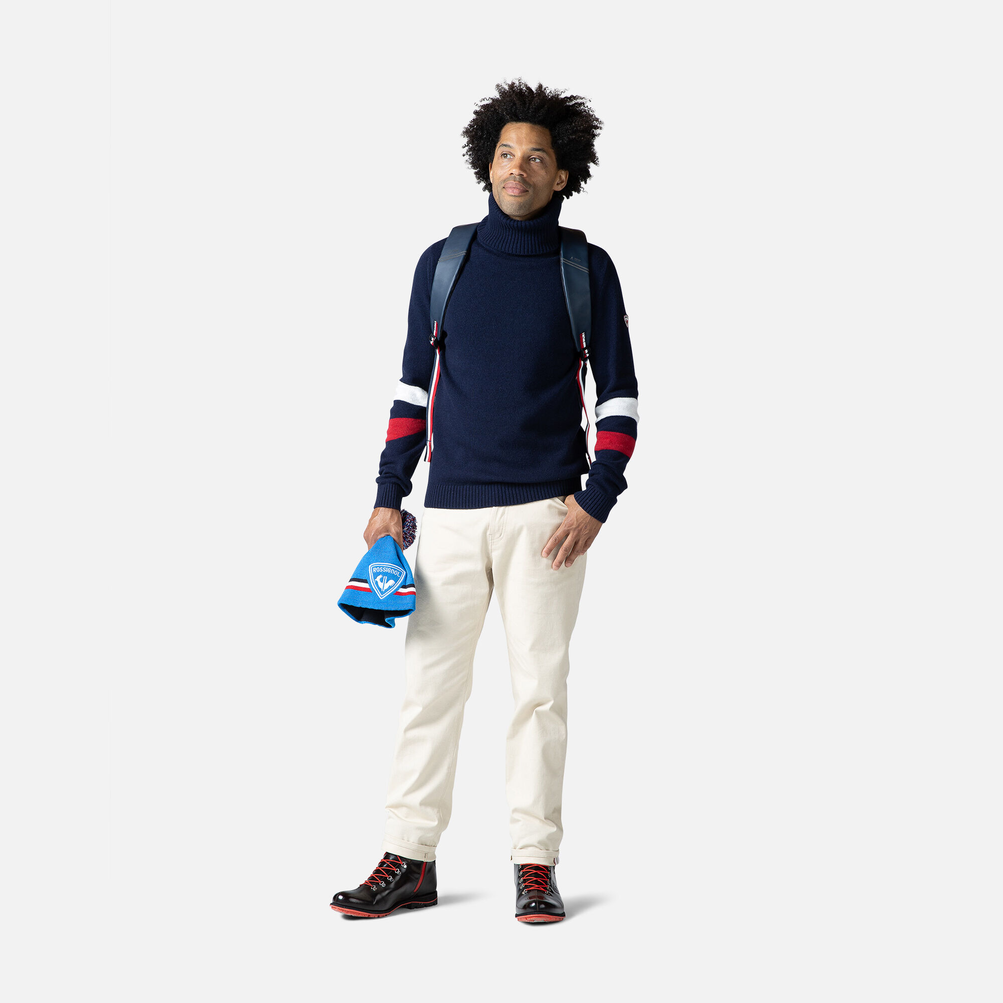 Pull en maille à col roulé Signature homme