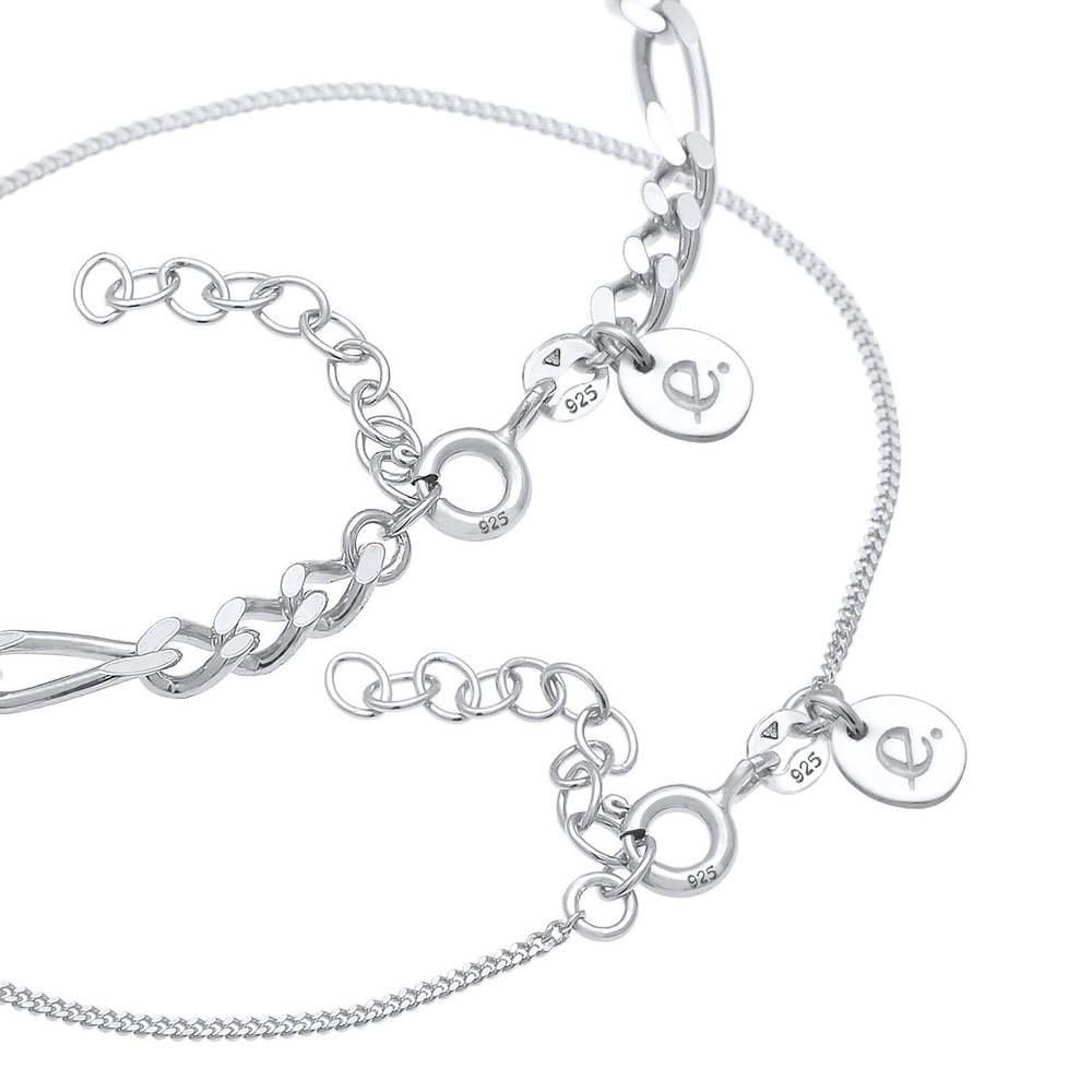 Elli PREMIUM Elli PREMIUM Bracelet Collier Figaro pour dames en chaîne de trottoir, ensemble d Bracelet