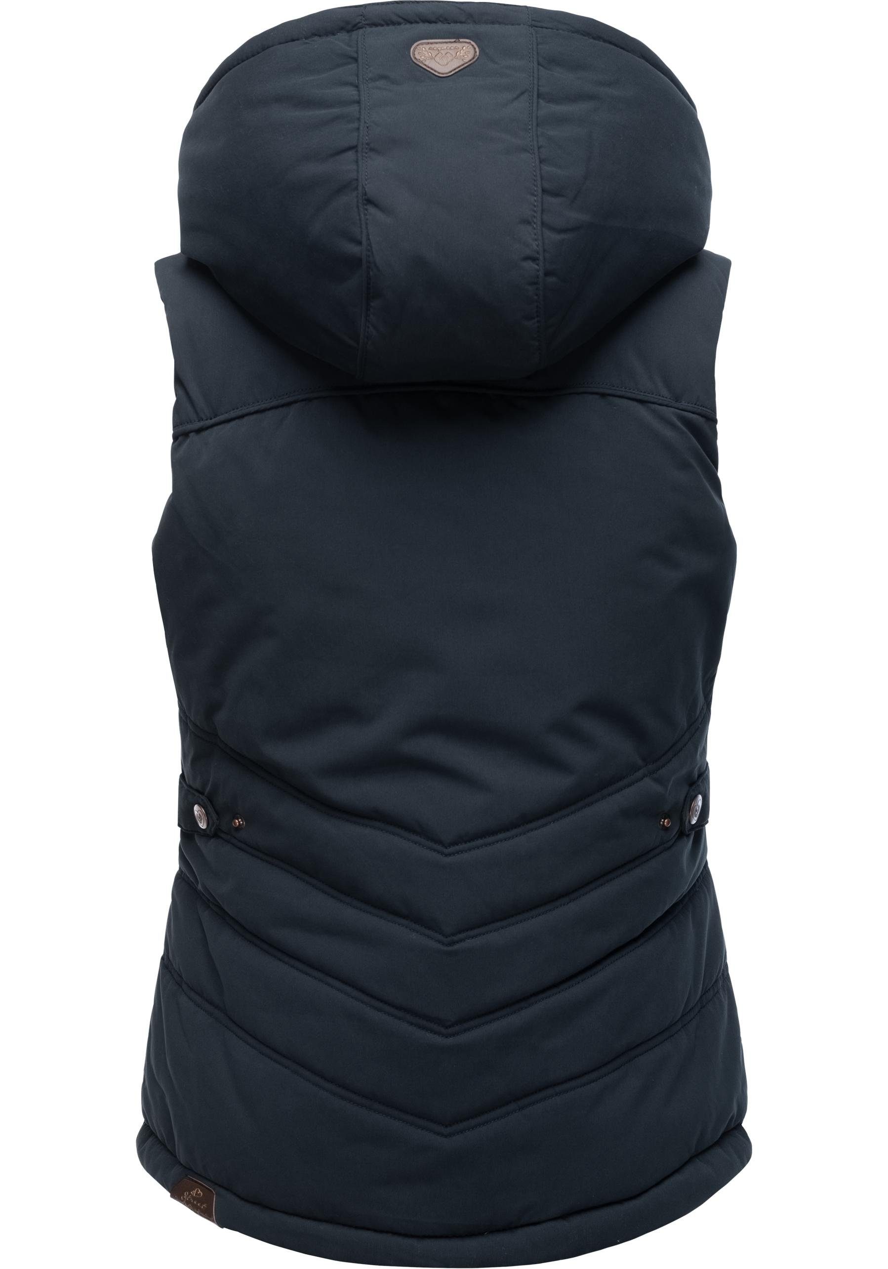 Ragwear Steppweste Hesty stylische Outdoor-Weste mit abnehmbarer Kapuze
