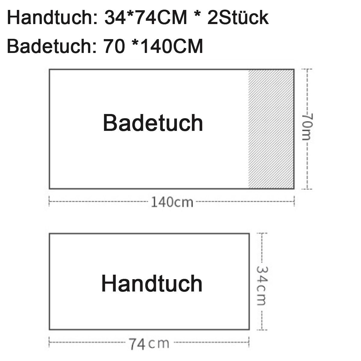 Jormftte Handtuch Set Handtücher Set-2xHandtuch,1xBadetuch,saugfähig und weich,für zu Hause