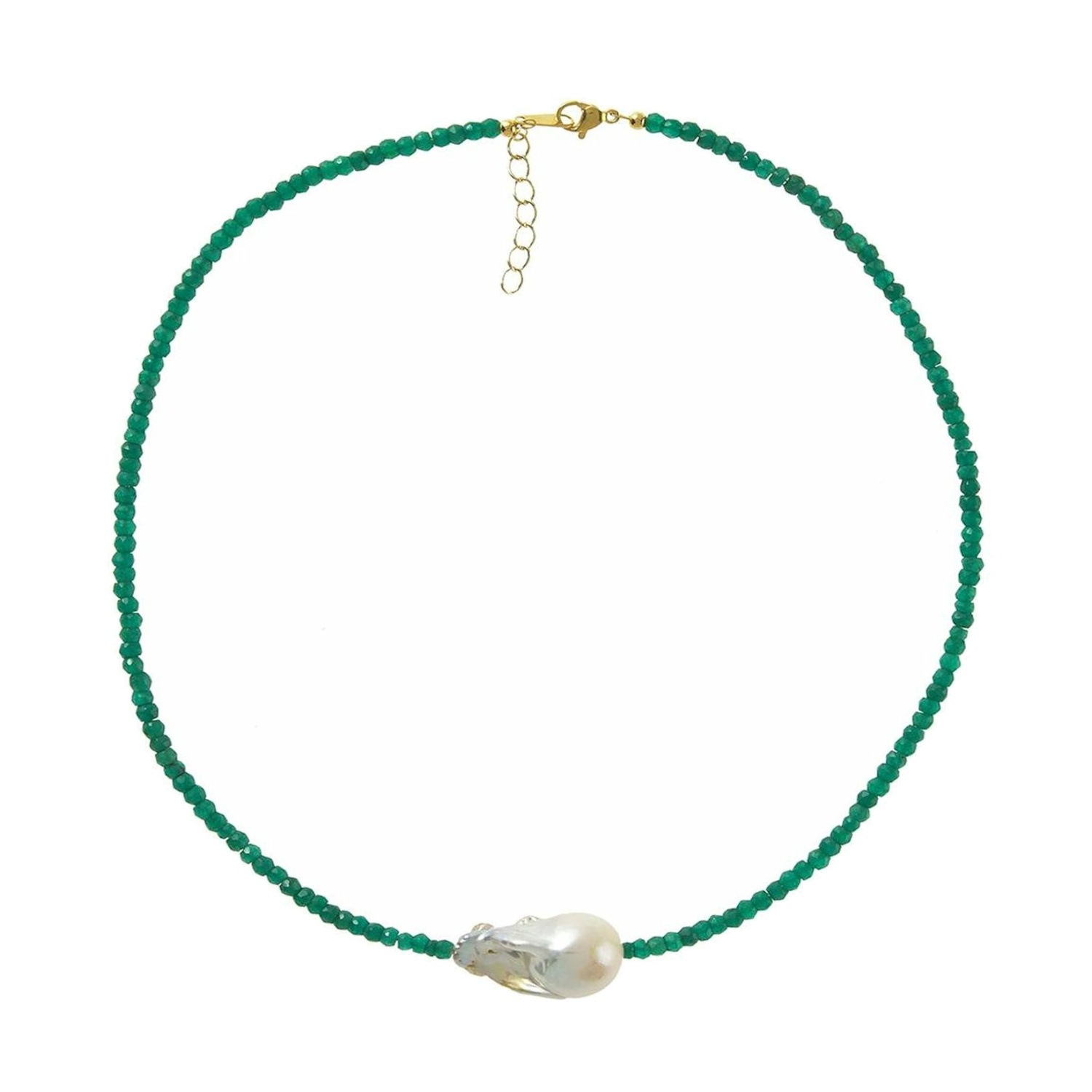 Perlenkette 'Smaragd und Barock Zuchtperle'