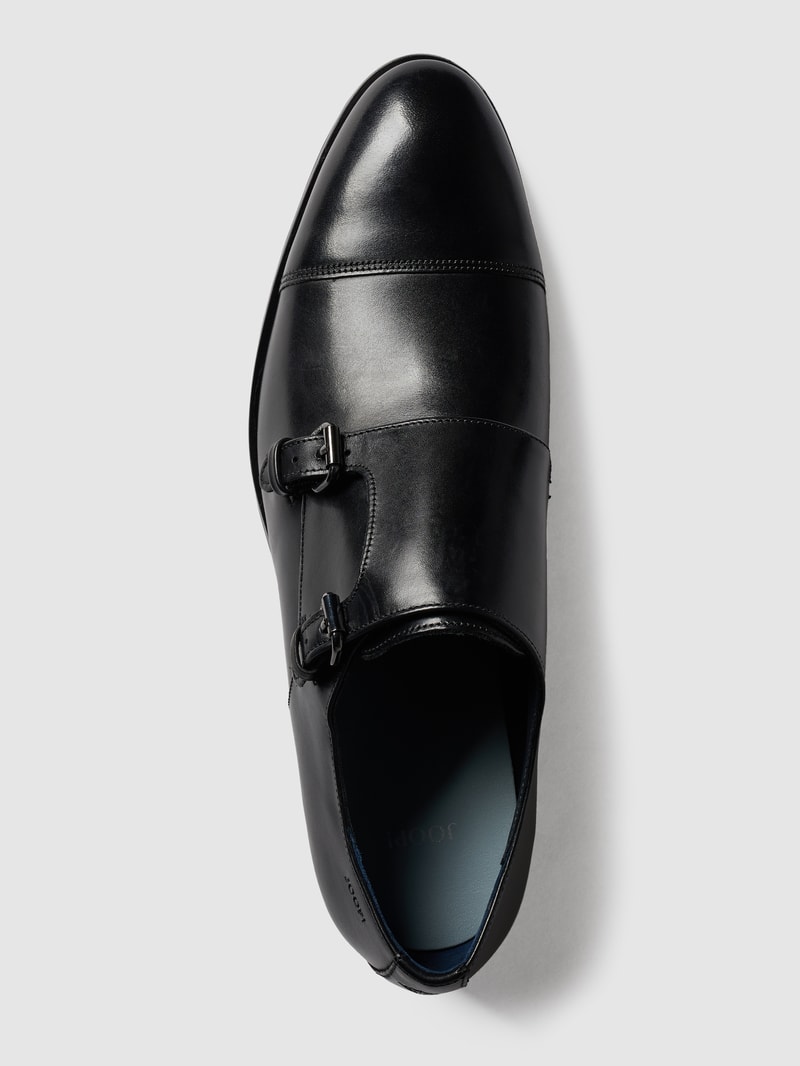 Double Monk Straps aus Leder Modell 'Kleitos' in schwarz