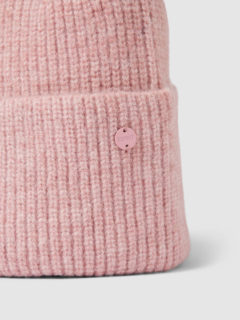 Strickmütze mit Label-Detail Modell 'SKI' in rosé