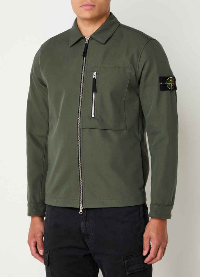Jachetă-cămașă clasică Stone Island 11103 cu buzunar cu fermoar