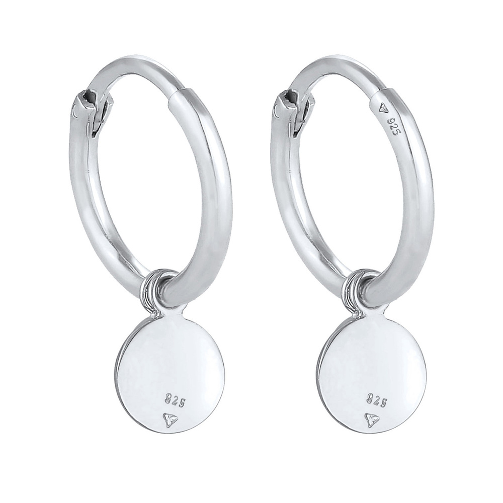 Elli Elli Boucles d'Oreilles Dames Creoles Plate Vintage Trend Blogger en argent sterl Boucles d'oreilles