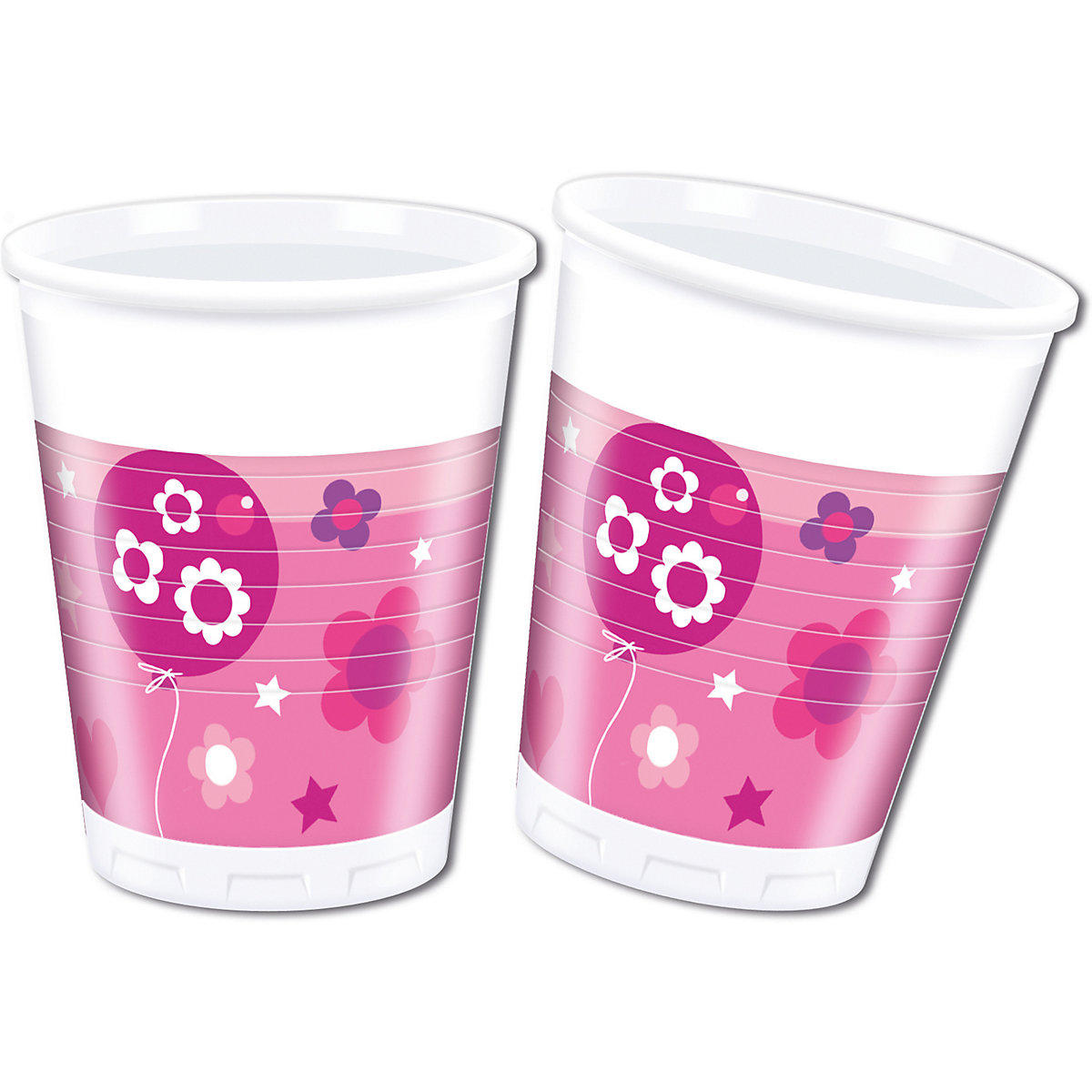 Partybecher/Trinkbecher Happy Birthday Girl, 200 ml, Kunststoff, 8 Stück