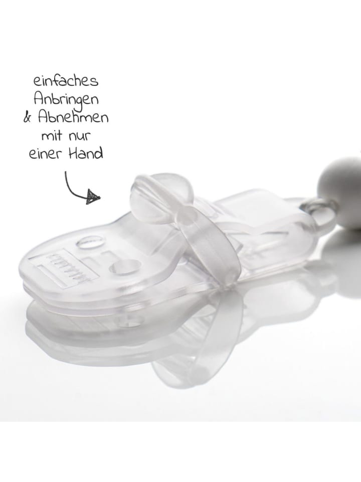 MiaMia Schnullerkette mit Silikon-Perlen & Gummiring inkl. in gruen,grau günstig kaufen onesize