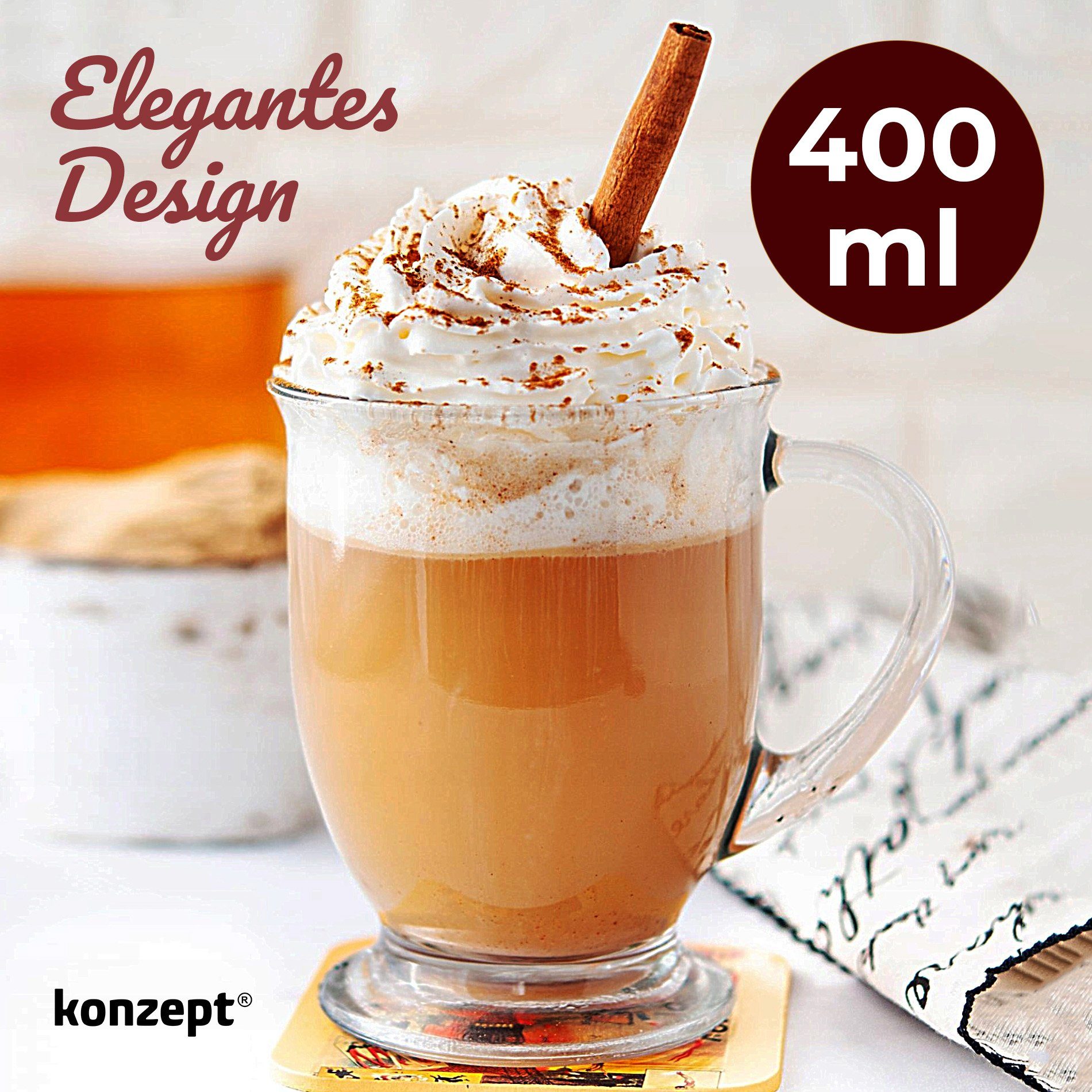 Konzept 11 Gläser-Set Teegläser mit Henkel 4/6 Stk. Glühweinbecher