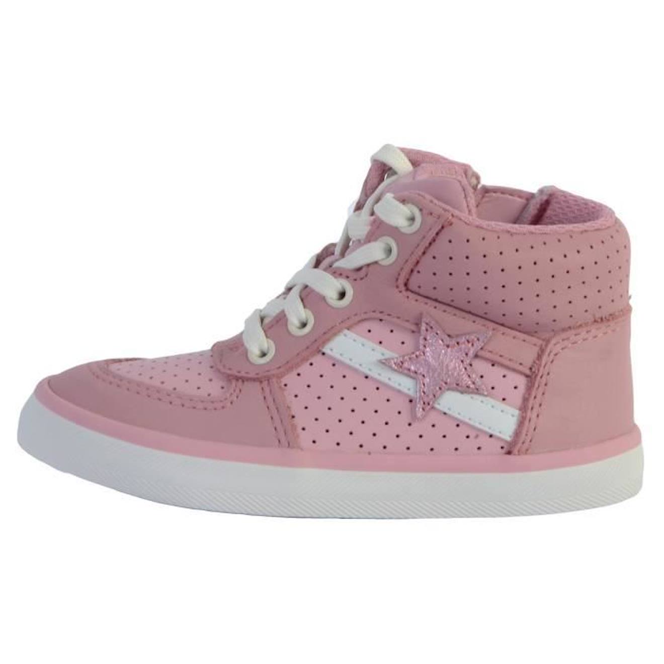 Basket Montante Cuir Enfant Clarks City Flake rose