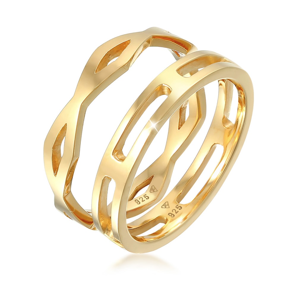 Elli Elli Bague Duo de bagues empilées pour femmes en argent sterling 925 Bague