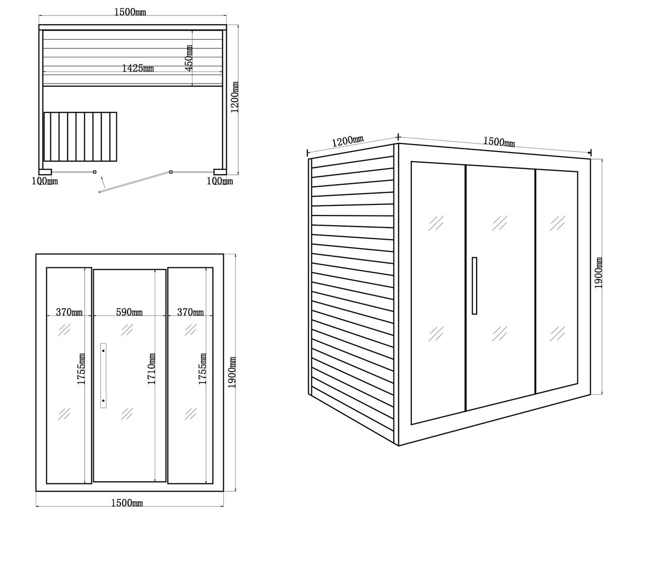 Home Deluxe Traditionelle Sauna SKYLINE L - 150 x 120 cm