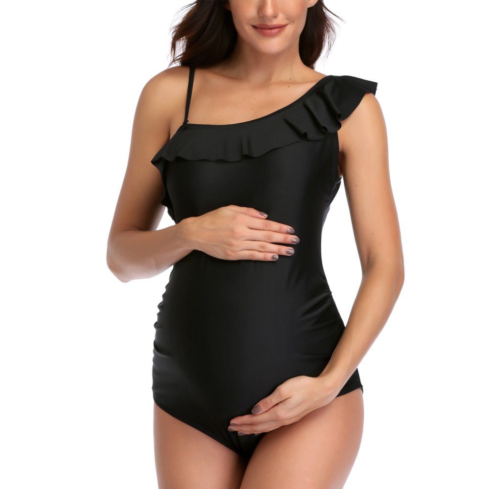 aikidio Umstandsbadeanzug Badeanzug Umstandsbikini-Badeanzug mit einseitig verstellbarem Riemen (1-St)