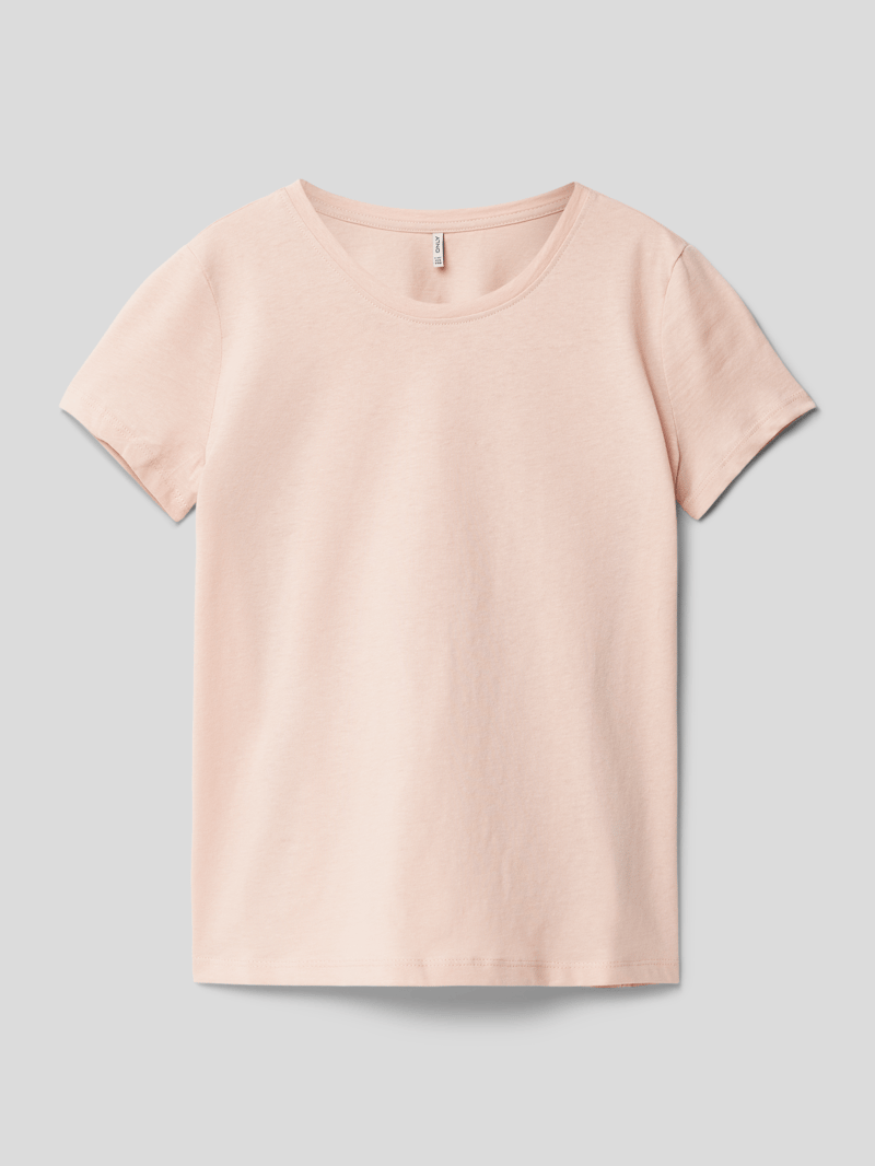 T-Shirt mit geripptem Rundhalsausschnitt Modell 'STELLA' in altrosa